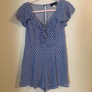 Francesca’s blue polka dot, floral, romper!
